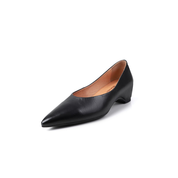 Karin Luna Full Layer Inside and Out~Basic Versatile Retro French Pointed Toe Irregular Heel Single Shoes