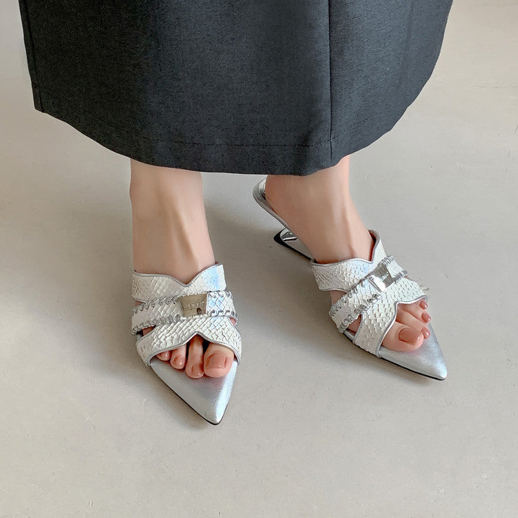 Karin Luna Fish Skin Series~Minimalist Pointed Toe Hot-Selling Unique Heel Slippers