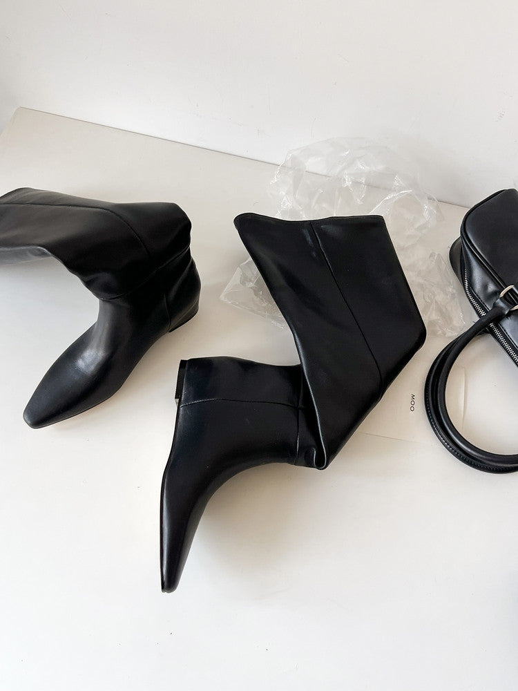 Karin Luna Elegant Style Slanted Inner Height-Increasing Long Boots