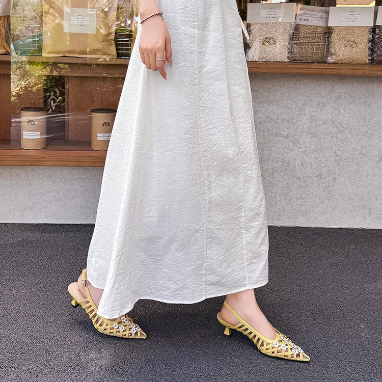 Karin Luna In Stock Spot Goods  Purely Handmade Flowers High-end Hollow Out Sandals