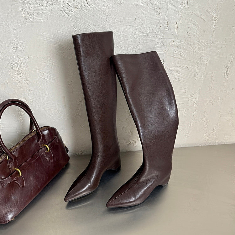 Karin Luna Hot-Selling Internal Height Increase Pointed Toe Straight-Leg Hot-Selling Long Boots