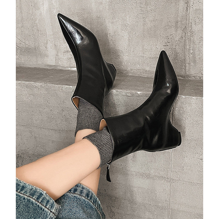 Karin Luna Versatile Elegant Style Pointed Toe Hidden Wedge Short Boots