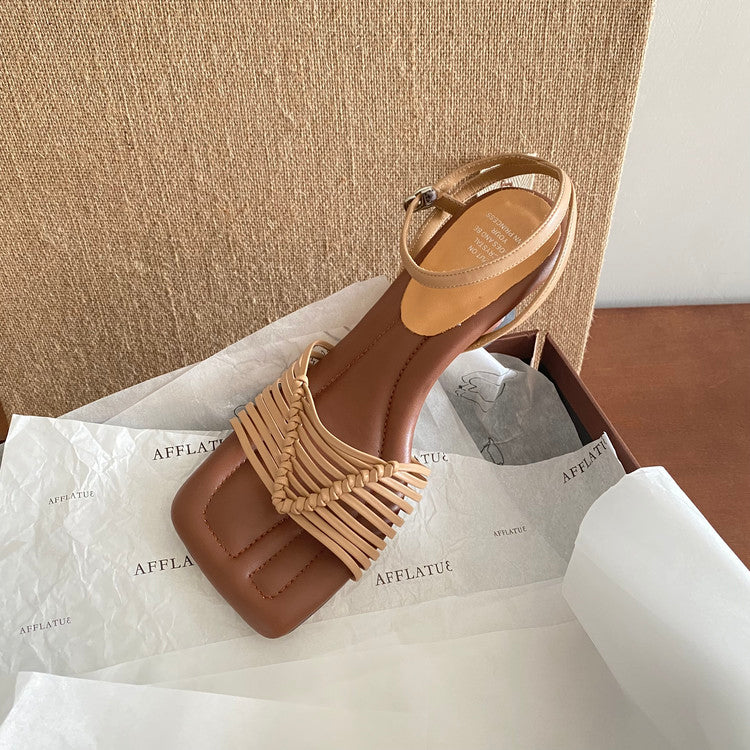 Karin Luna Data Hot Item  Comes with data plan included Hand-woven Square Toe Sofa Insoles Irregular Heel Sandals