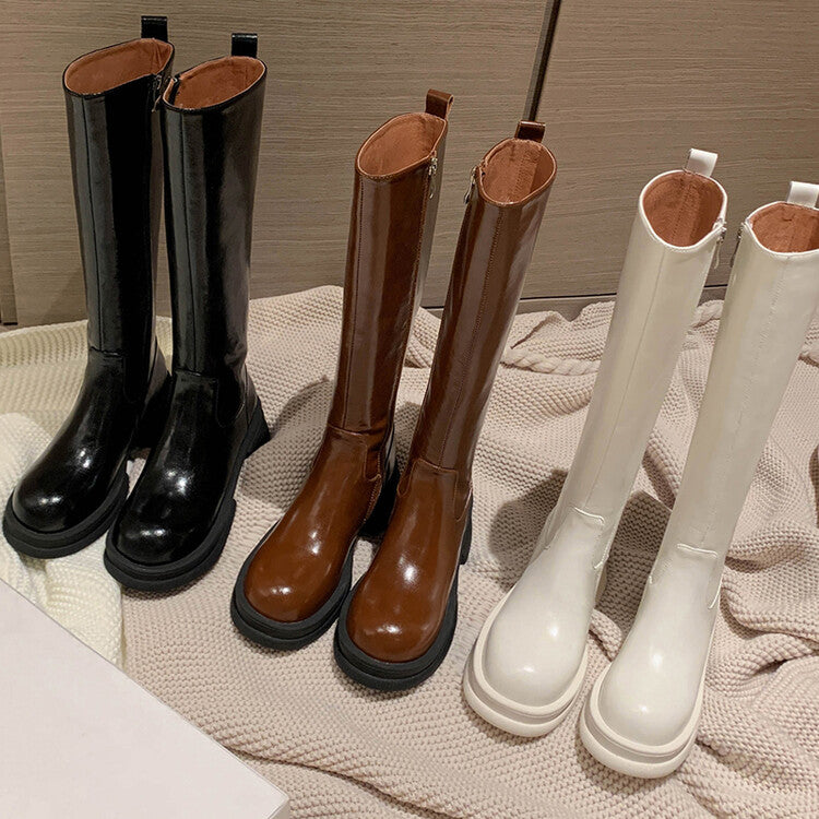 Karin Luna In Stock Spot Goods  Always in stock  Classic Basic Style Round Toe Thick Sole Knight Boots