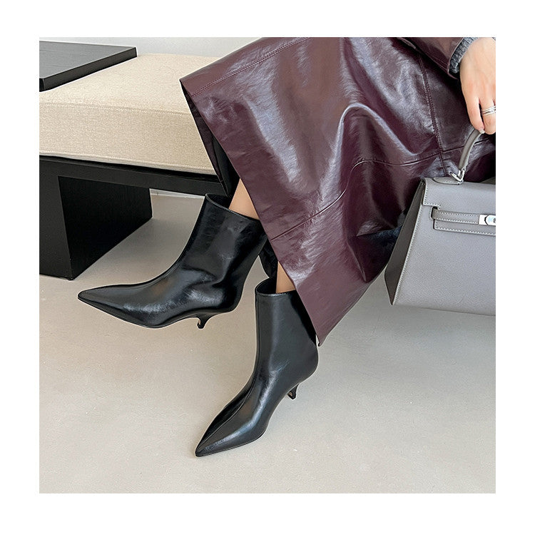 Karin Luna In Stock Spot Goods Minimalist Tube Kitten Heel Short Boots