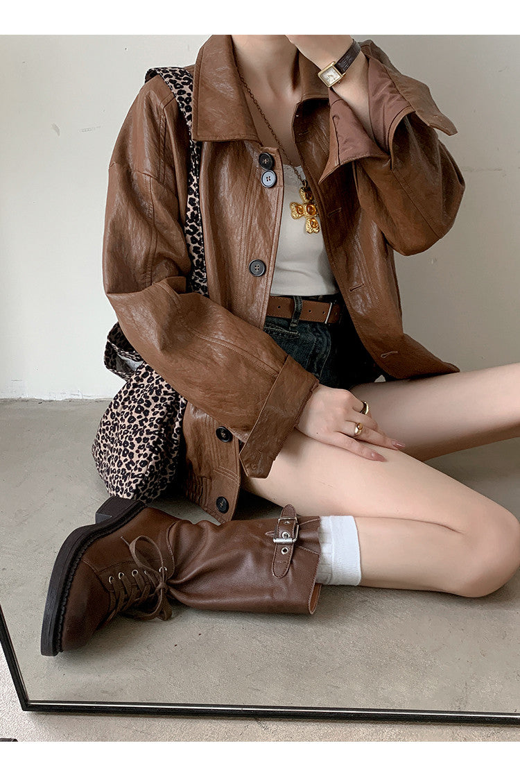 Karin Luna Bestseller Large Tube Thick Sole Martin Boots with Belt Buckle
