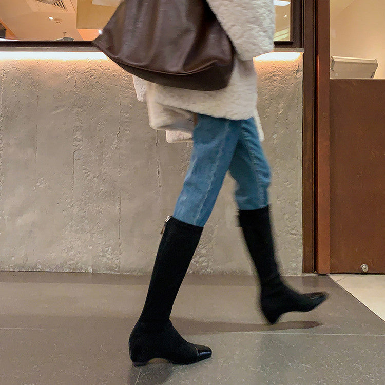 Karin Luna In Stock In Stock Patchwork Long Boots Elegant Versatile