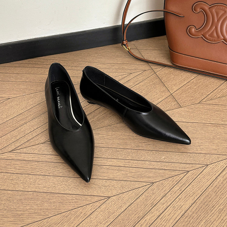 Karin Luna In Stock Spot Goods Classic three-color pointed toe metal heel shoes