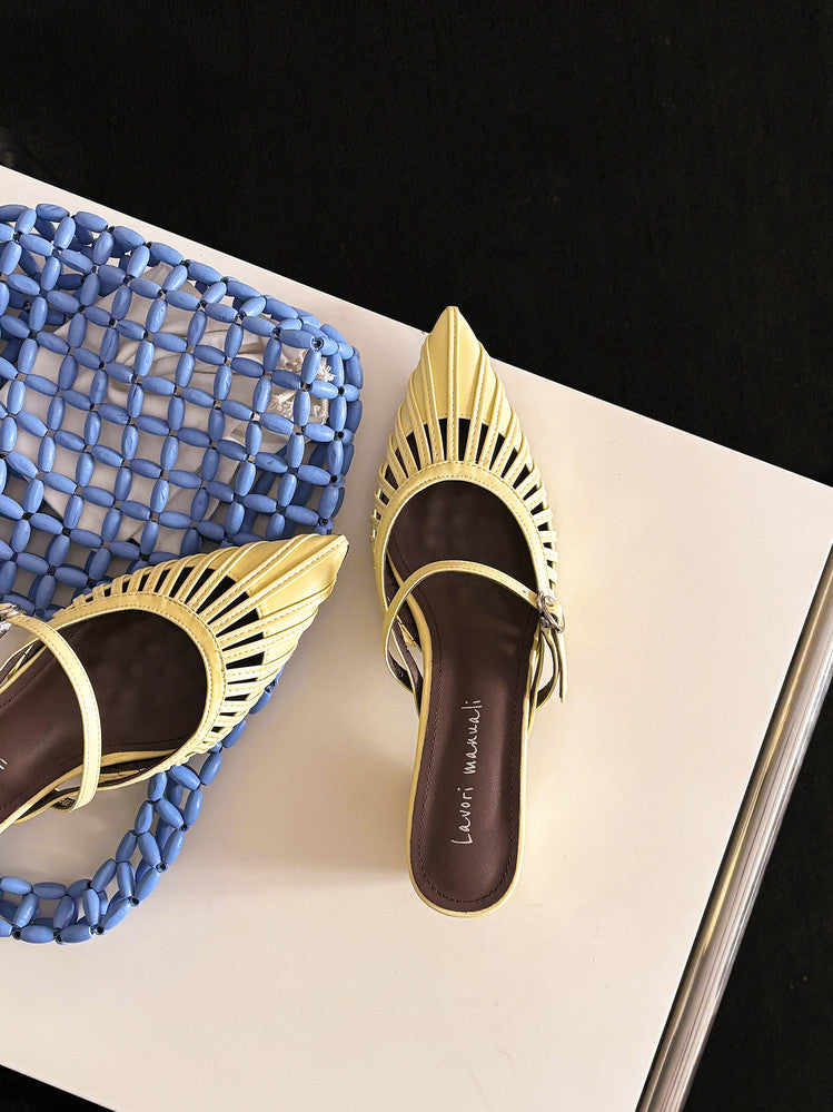 Karin Luna Casual Feel~In stock Pointed Toe Hollow Design Note Pointed Toe Slippers