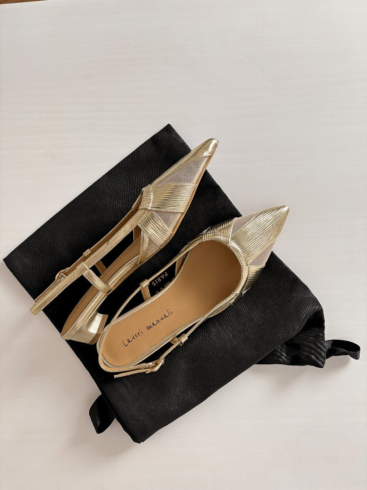 Karin Luna In Stock Spot Goods  Mesh Patchwork Pointed Toe Elegant Closed-Toe Sandals