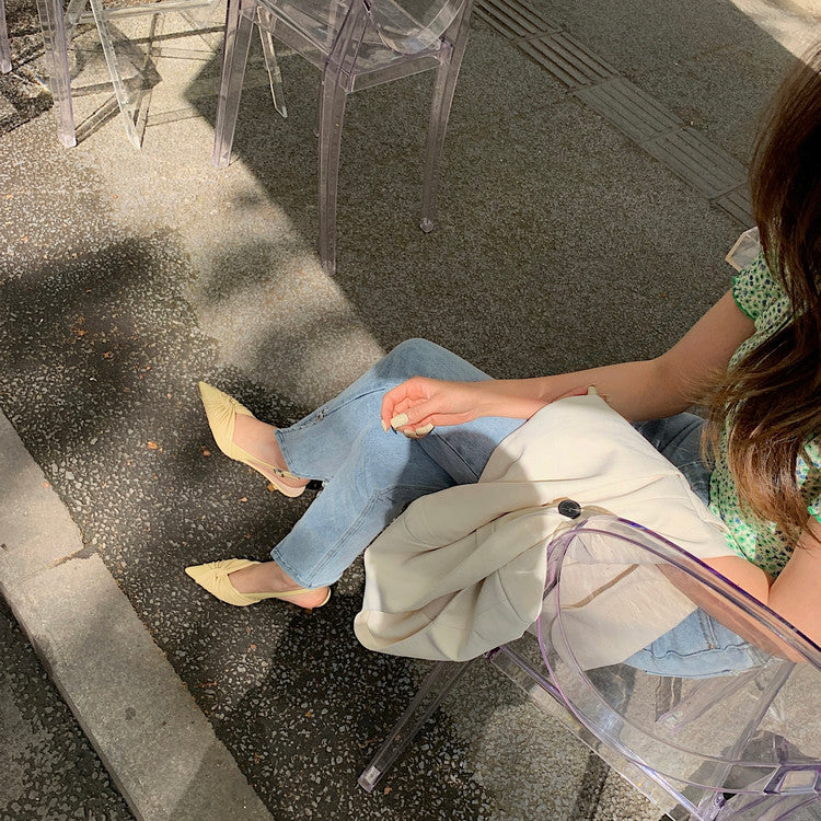 Karin Luna In Stock In Stock  Exquisite Pointed Toe Backless Closed-Toe Stiletto Sandals