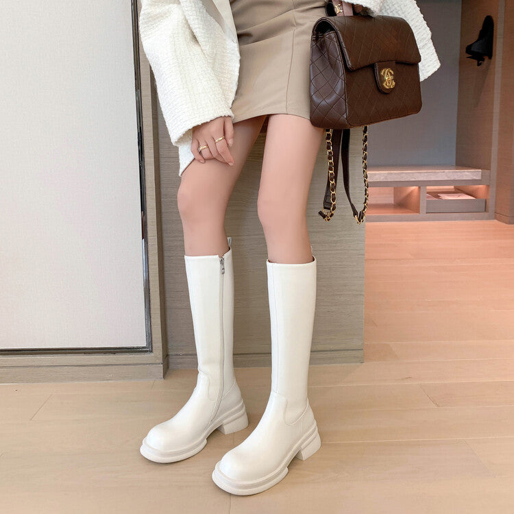 Karin Luna In Stock Spot Goods  Always in stock  Classic Basic Style Round Toe Thick Sole Knight Boots