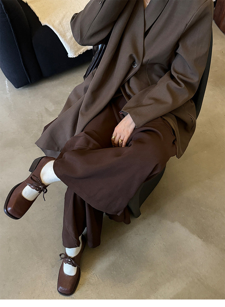Karin Luna In Stock Spot Goods   Full leather inside and out Vegetable Tanned Hand-Grabbed Sheepskin Square-Toed Chunky Heel Single Shoes