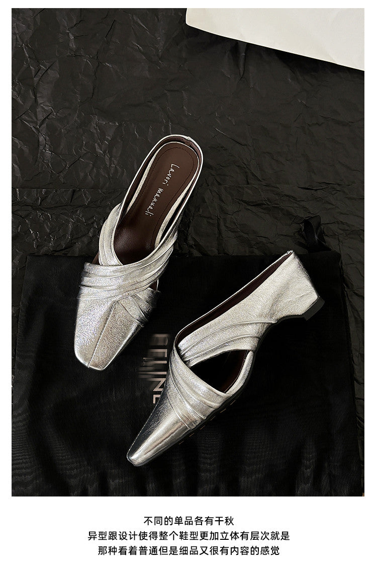 Karin Luna In Stock In Stock Basic Elegant Fairy Style Small Square Toe Sheepskin Slippers