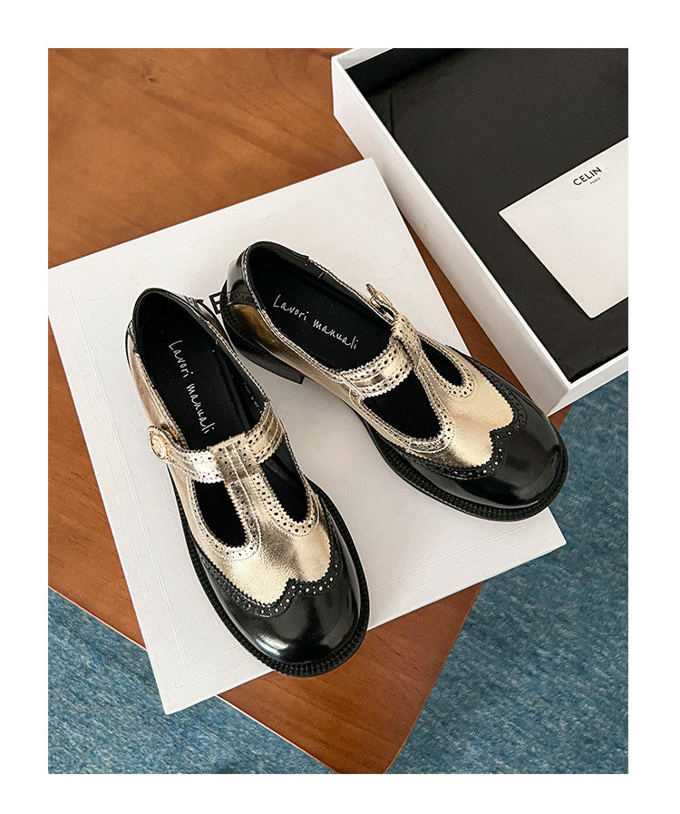 Karin Luna In Stock Spot Goods  Color Matching t Round Toe British Style Single Shoes