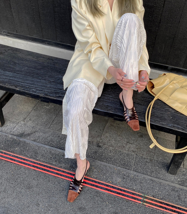 Karin Luna In Stock Spot Goods   French Retro Small Square Toe Closed-Toe Elegant Closed-Toe Sandals