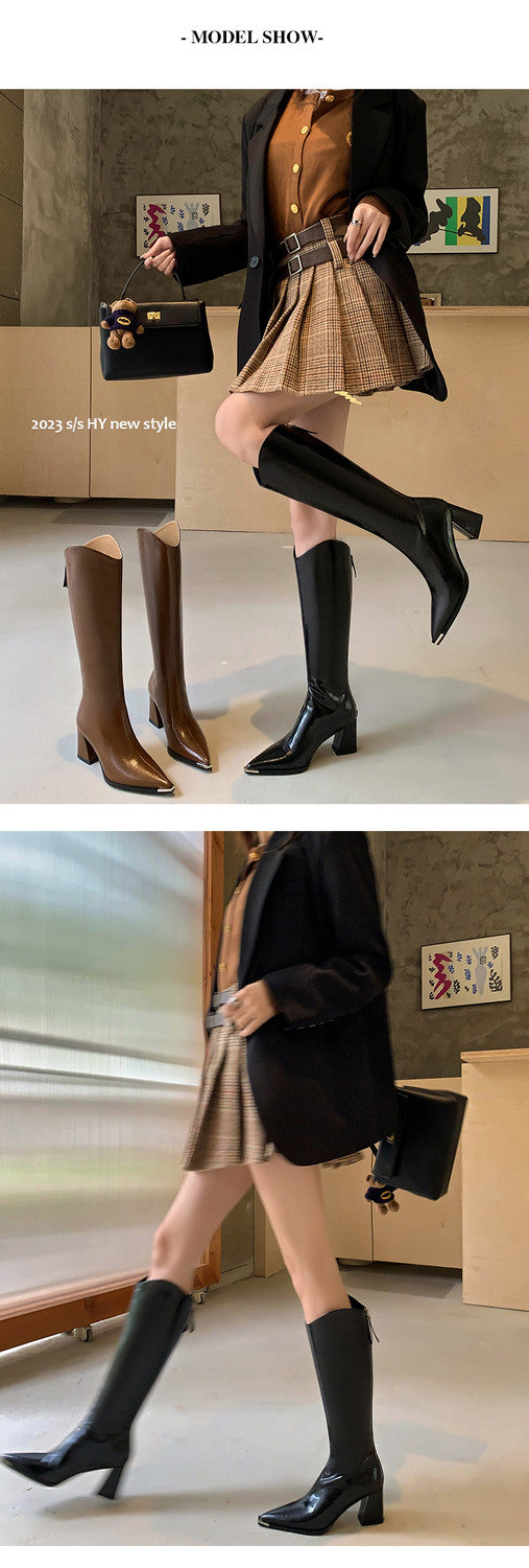 Karin Luna In Stock In-stock Pointed Toe Elegant High Heels v Slimming Effect Long Boots
