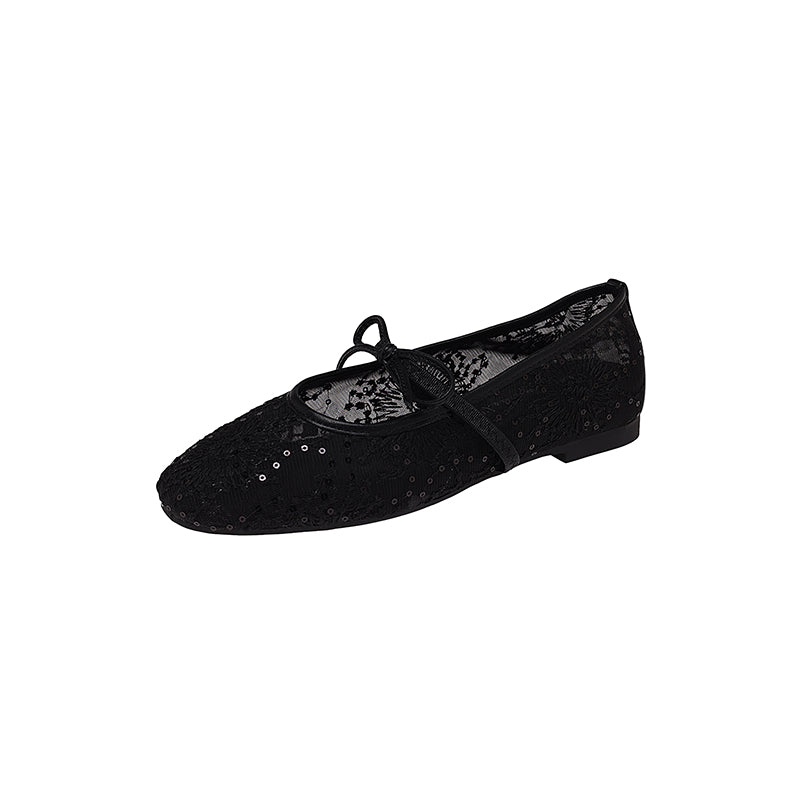 Karin Luna In Stock Spot Goods  Summer Breathable Retro Embroidered Bow Granny Shoes