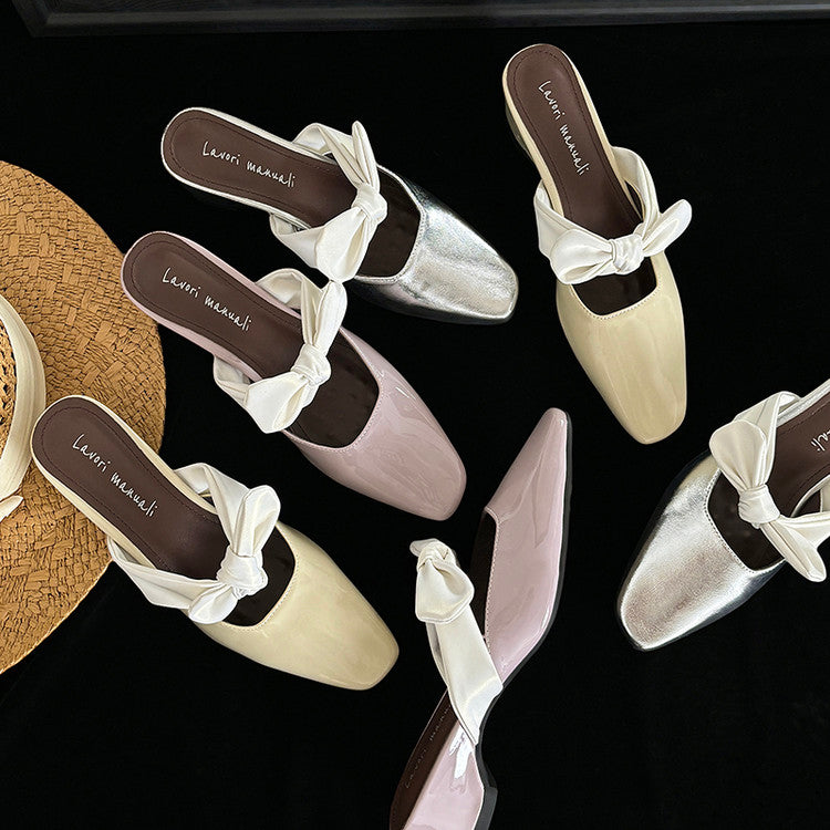 Karin Luna In Stock In Stock  Fluffy feel Bowknot Closed-Toe Slippers