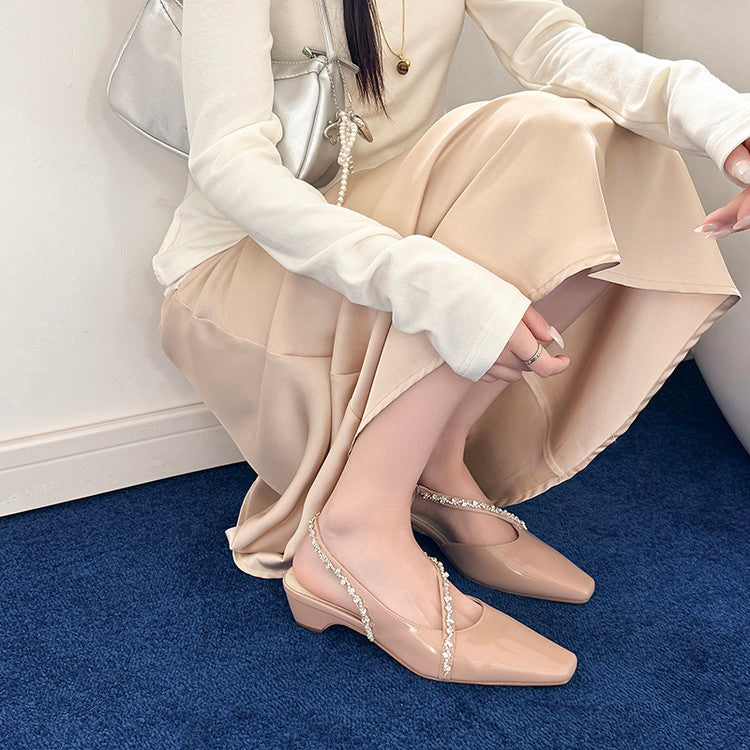 Karin Luna In Stock In Stock  Fresh Summer Vibes  Rhinestone Small Square Toe Elegant Closed-Toe Sandals