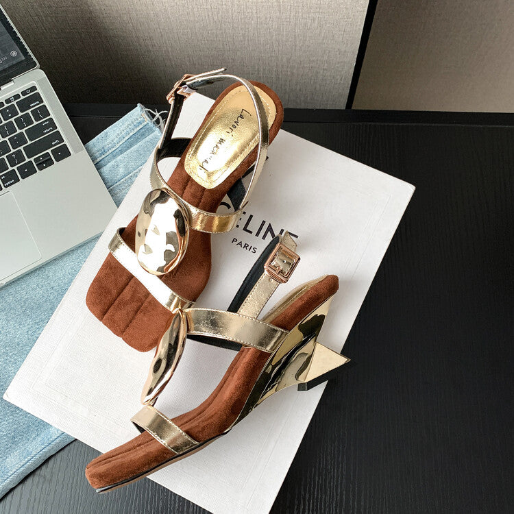Karin Luna Hot-Selling Fasteners  Irregular Heel Open-Toe Sandals