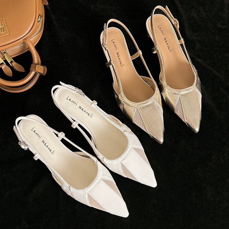 Karin Luna In Stock Spot Goods  Mesh Patchwork Pointed Toe Elegant Closed-Toe Sandals