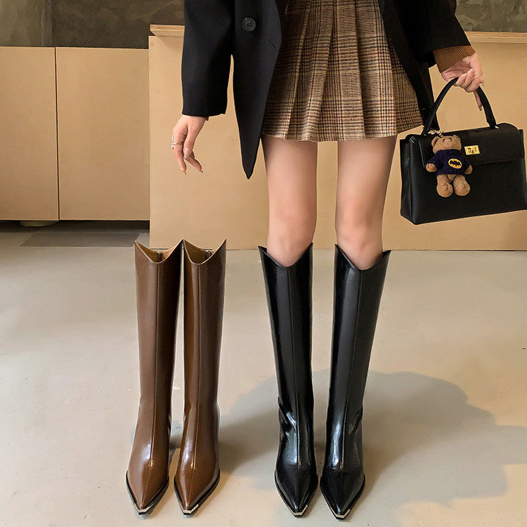 Karin Luna In Stock In-stock Pointed Toe Elegant High Heels v Slimming Effect Long Boots