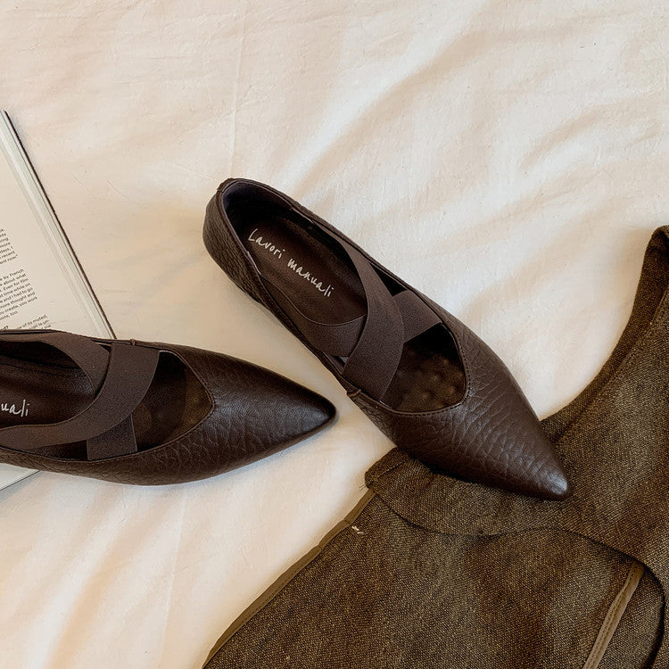 Karin Luna In Stock  Spot Goods  a Large Number of Spot Goods Pointed Toe Cross Strap Hidden Wedge Shoes