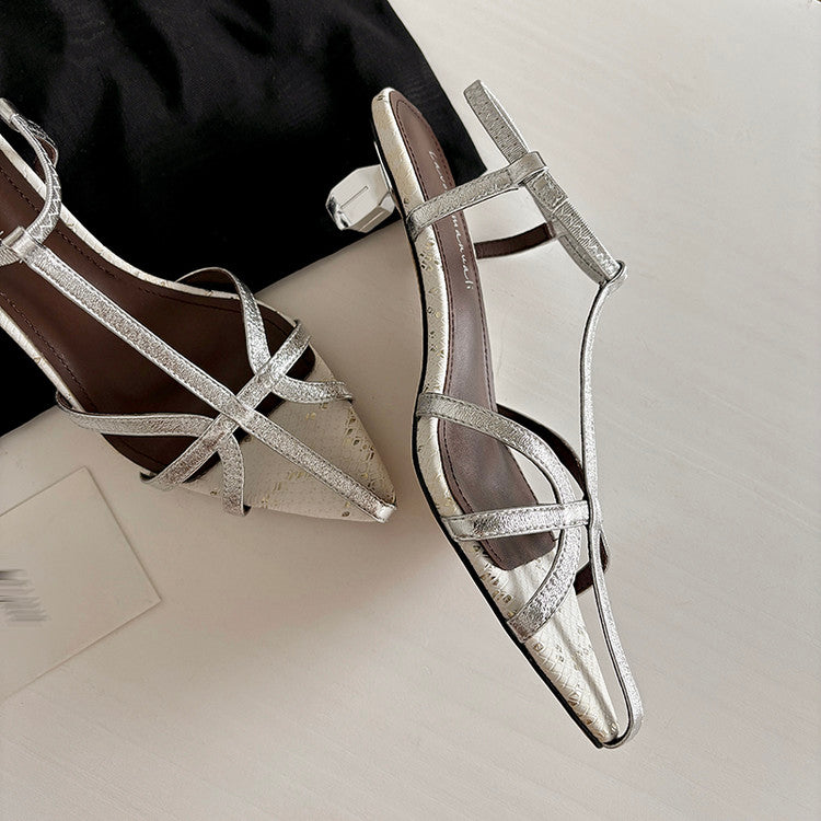 Karin Luna In Stock Spot Goods  French-style Hollow-out Thin Strap Sandals
