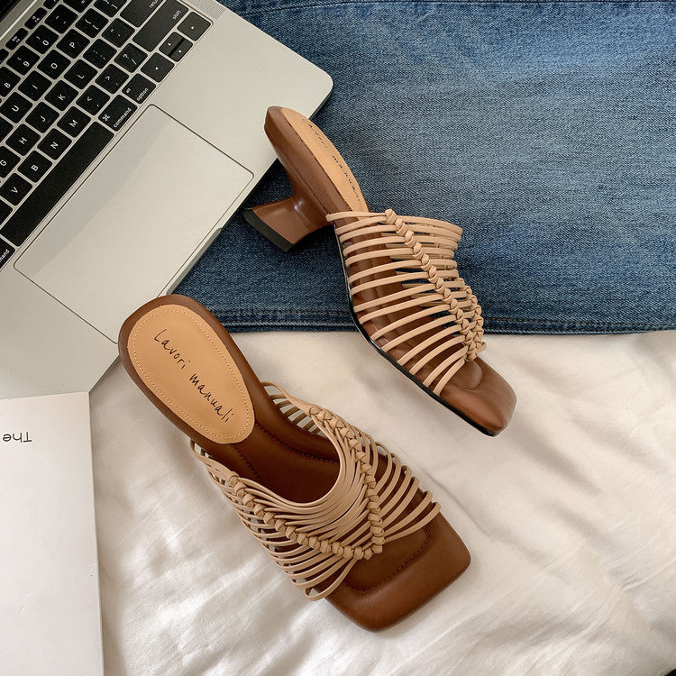 Karin Luna Bestseller Woven Vacation Style Series~ Elegant High Heel Slippers