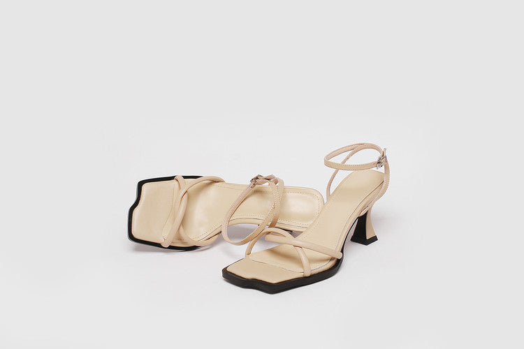 Karin Luna Classic Style  In stock  Basic Versatile Cross Strap High Heel Sandals