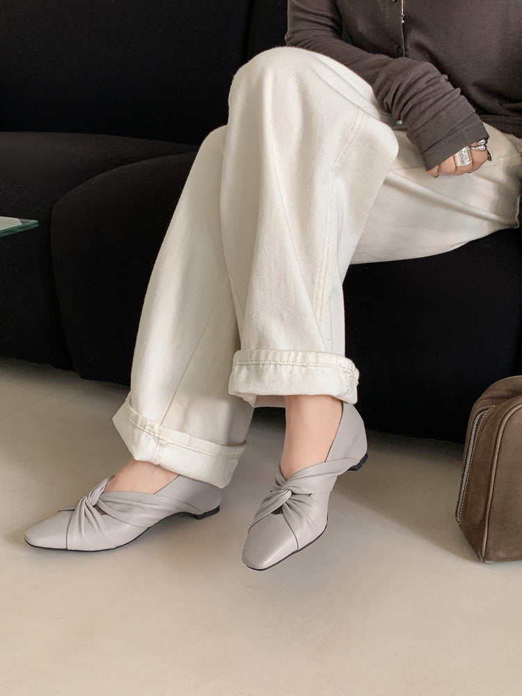 Karin Luna Cross Design Square Toe Hidden Wedge Shoes