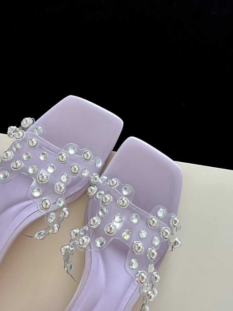 Karin Luna In Stock Spot Goods Classic versatile transparent sequin slippers
