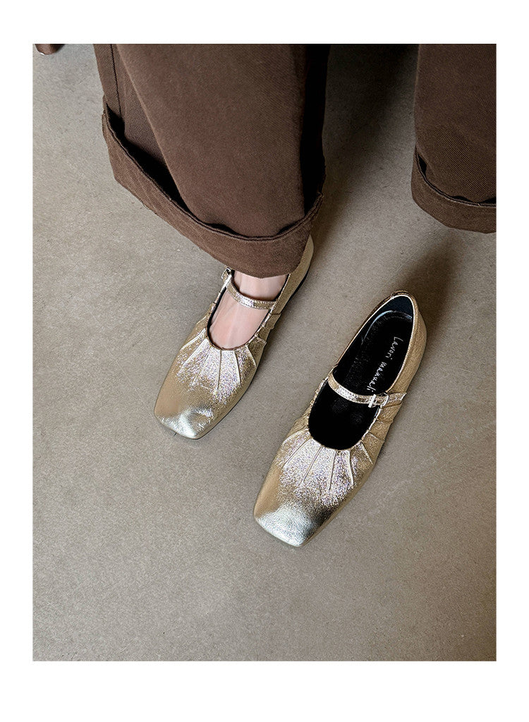 Karin Luna In Stock Spot Goods  Vintage Wrinkled One-Strap Granny Flats