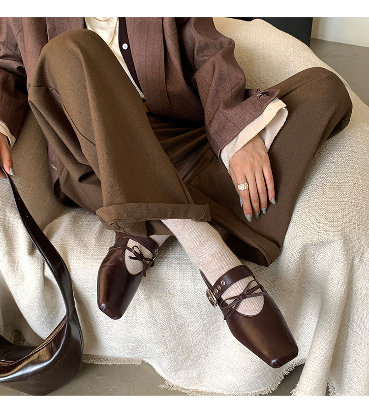 Karin Luna In Stock Spot Goods  Square Toe Internal Height Increase Detachable Bowknot