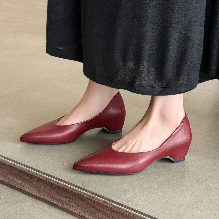 Karin Luna Full Layer Inside and Out~Basic Versatile Retro French Pointed Toe Irregular Heel Single Shoes