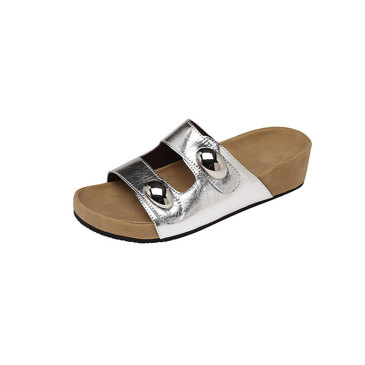 Karin Luna   Casual Style   Thick Sole Belt Buckle Slide Sandals