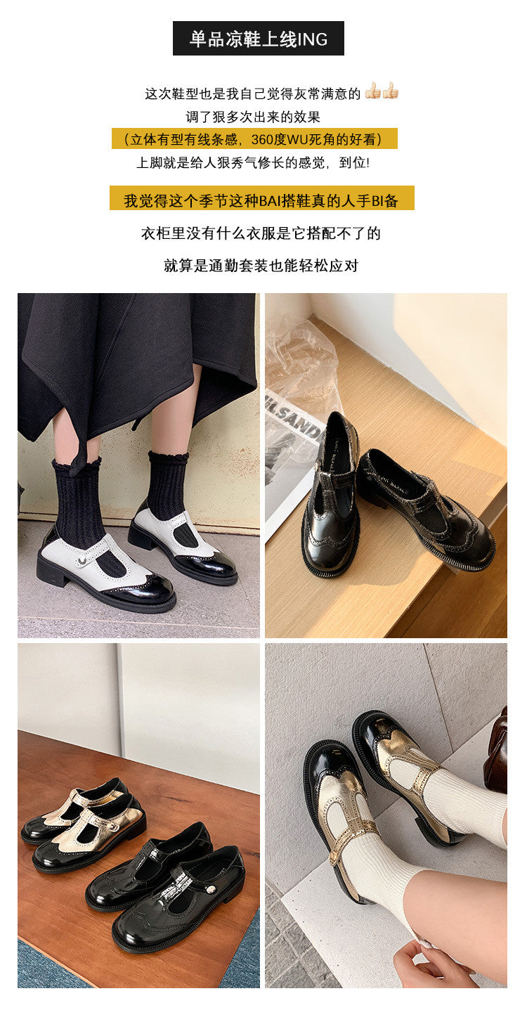 Karin Luna In Stock Spot Goods  Color Matching t Round Toe British Style Single Shoes