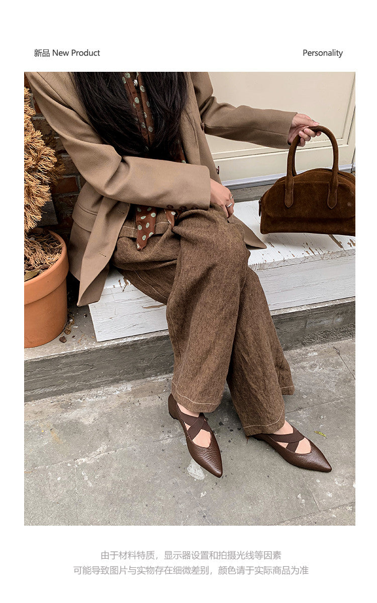 Karin Luna In Stock  Spot Goods  a Large Number of Spot Goods Pointed Toe Cross Strap Hidden Wedge Shoes