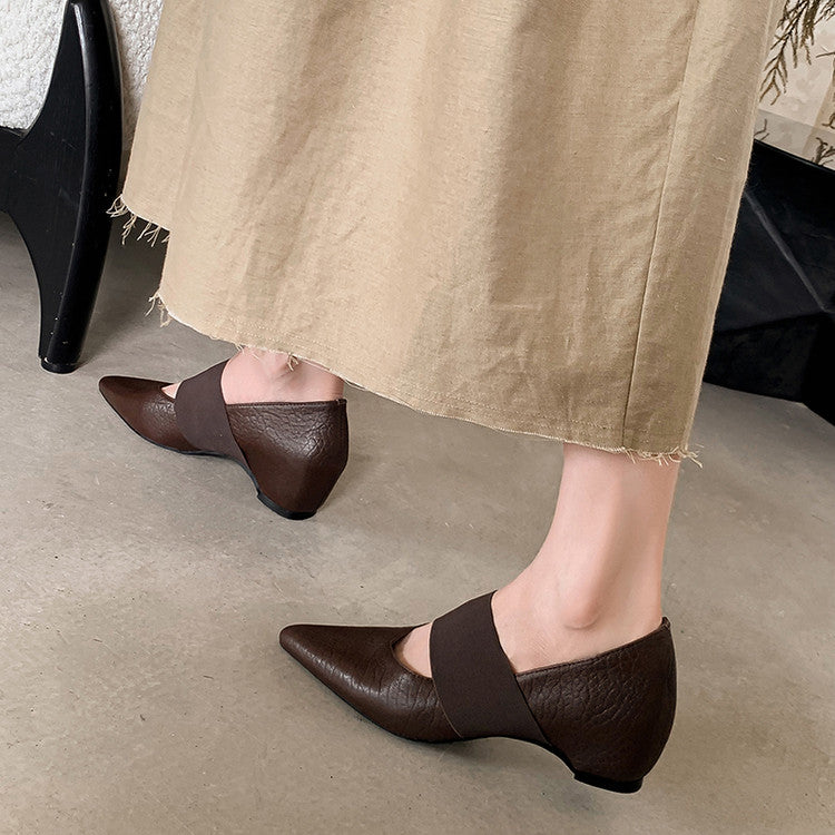 Karin Luna  Popular Pointed Toe Hidden Heel Strap Single Shoes