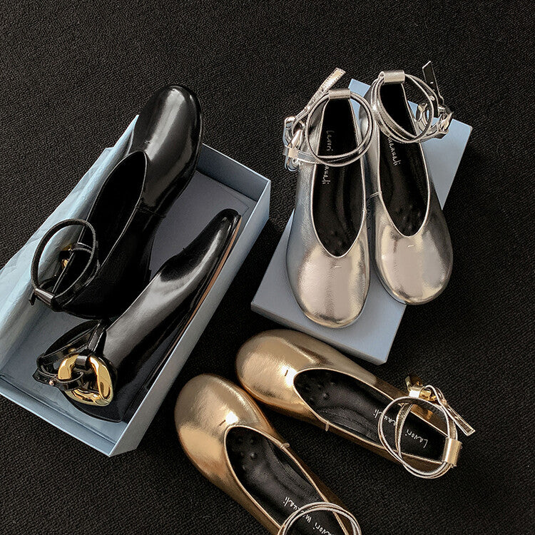 Karin Luna In Stock Large Stock Main Promotion  Two-Way Wear Height-Increasing Retro Gold Buckle Mary Jane Shoes