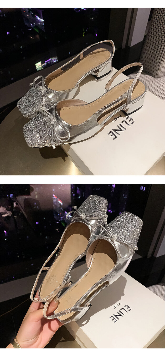 Karin Luna In Stock Spot Goods  Square Head Butterfly Knot Square Toe Unique Gretel Sandals