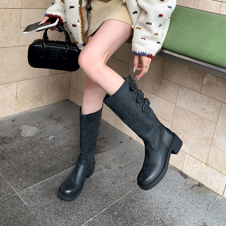 Karin Luna In Stock In Stock Thigh Circumference Belt Buckle Thick Sole Rider Boots