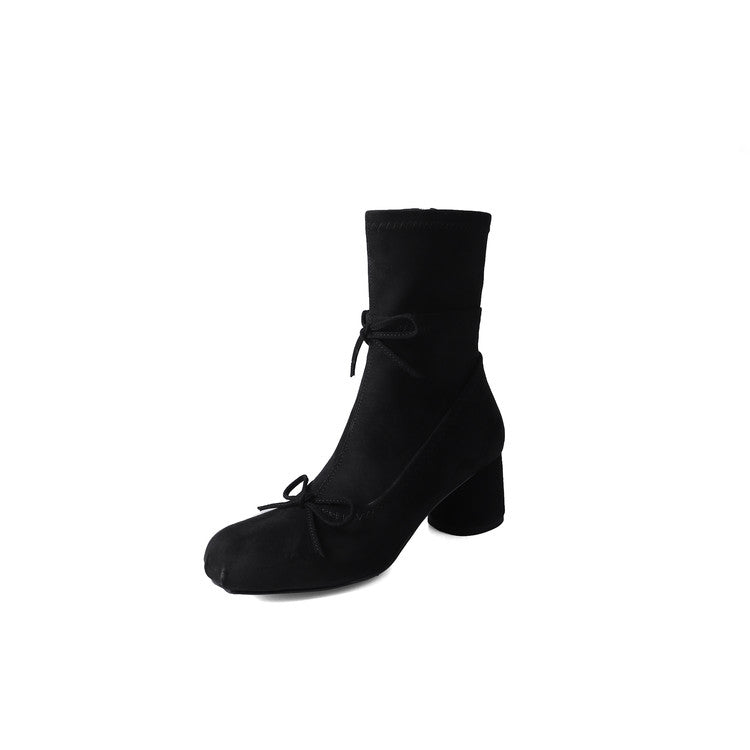 Karin Luna In Stock Spot Goods Hot-Selling Sweet Standard Bow Round-Toe Slim Short Boots