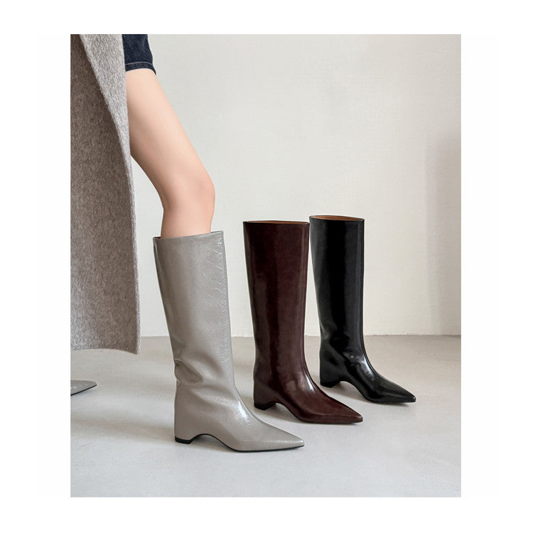 Karin Luna Minimalist Style High Tube Pointed Toe Hidden Heel Boots