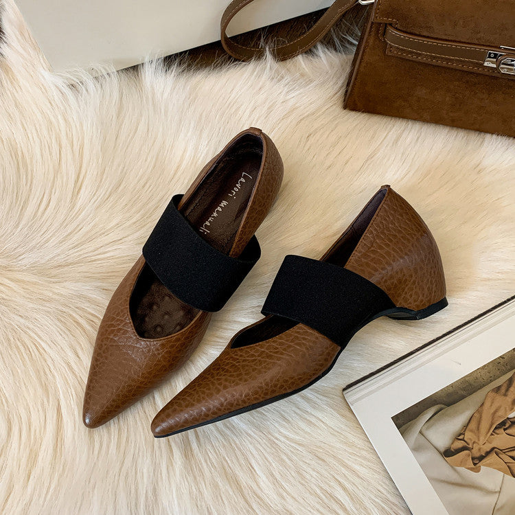 Karin Luna  Popular Pointed Toe Hidden Heel Strap Single Shoes