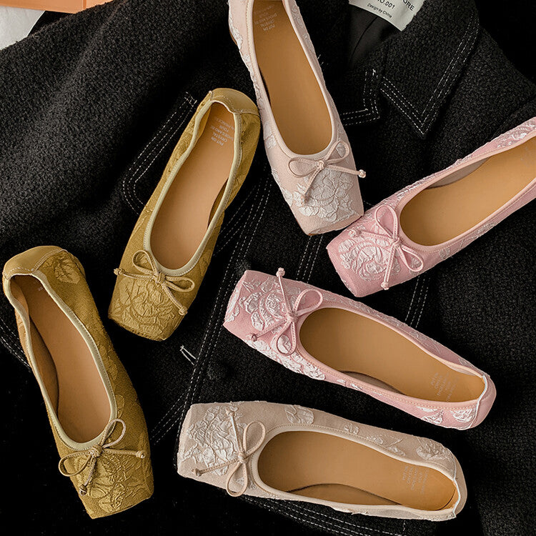 Karin Luna In Stock  In stock  Vintage Chinese Style Embroidered Rose~ Butterfly Knot Granny Shoes