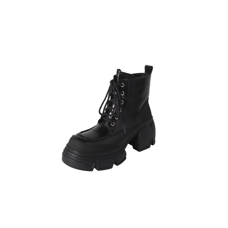 Karin Luna Casual Thick Sole Lace-up Short Boots