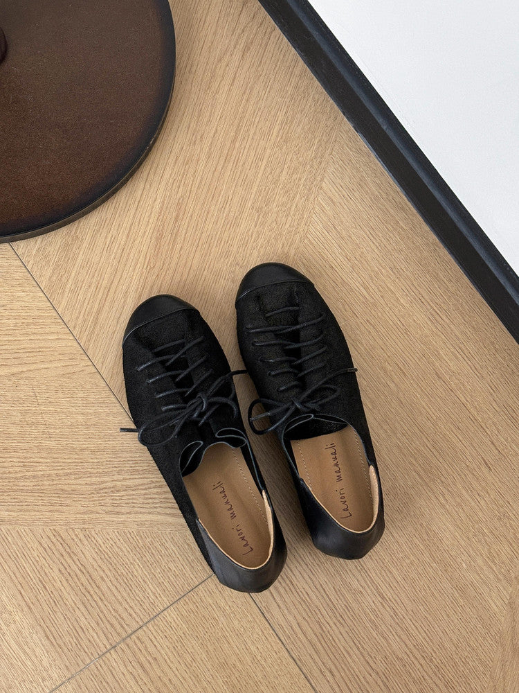 Karin Luna In Stock In Stock   Xiaohongshu Hot-Selling Lace-Up Round-Toe Deep Mouth Single Shoes