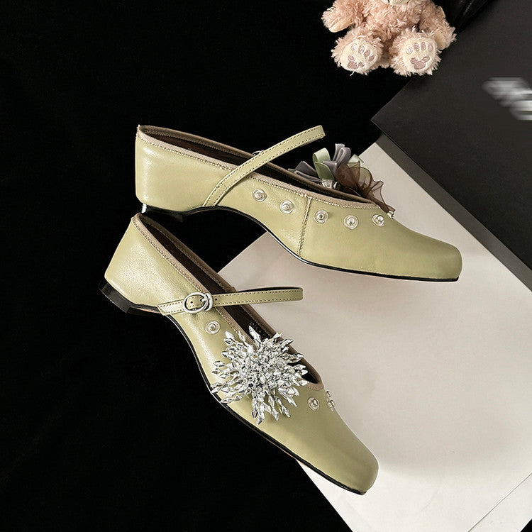 Karin Luna In Stock Spot Goods  Full-grain leather inside and out  Ultra Exquisite Round Toe Hidden Heel Closed-Toe Slippers